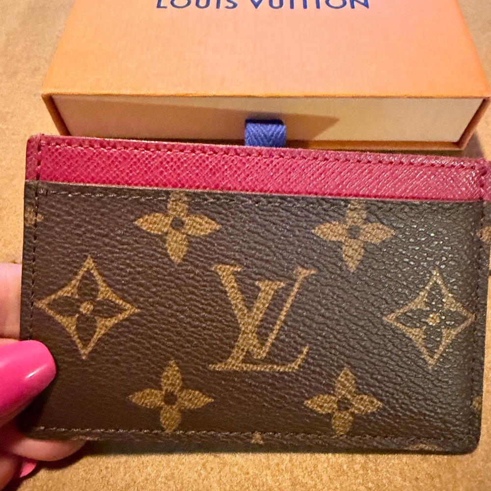 Louis Vuitton Brown and Red Monogram Card Case